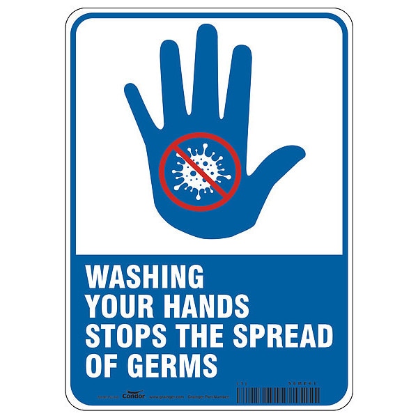 Hygiene Sign, 10 in Height, 7 in Width, Polystyrene, Rectangle, English