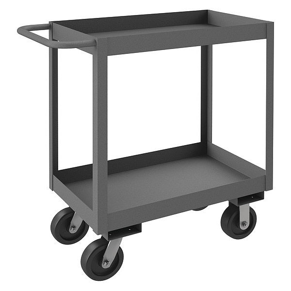 Steel Cart, Flat, 2 Shelves, 3,600 lb