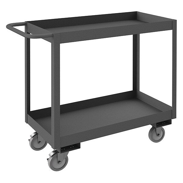 Steel Cart, Flat, 2 Shelves, 1,200 lb