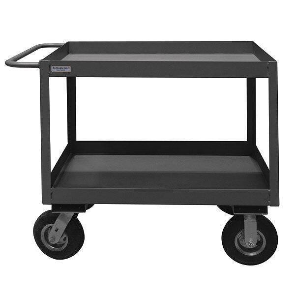 Steel Cart, Flat, 2 Shelves, 1,200 lb