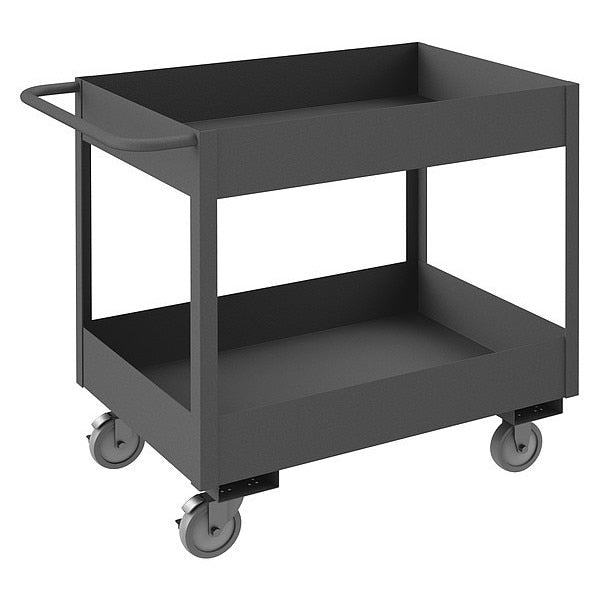Steel Cart, Flat, 2 Shelves, 1,200 lb