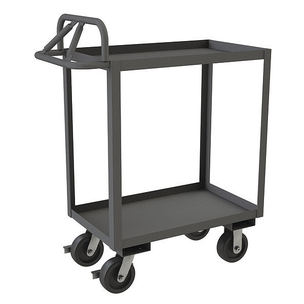 Steel Cart, Ergonomic, 2 Shelves, 3,600 lb