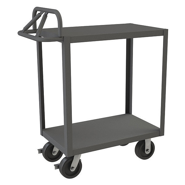 Steel Cart, Ergonomic, 2 Shelves, 3,600 lb