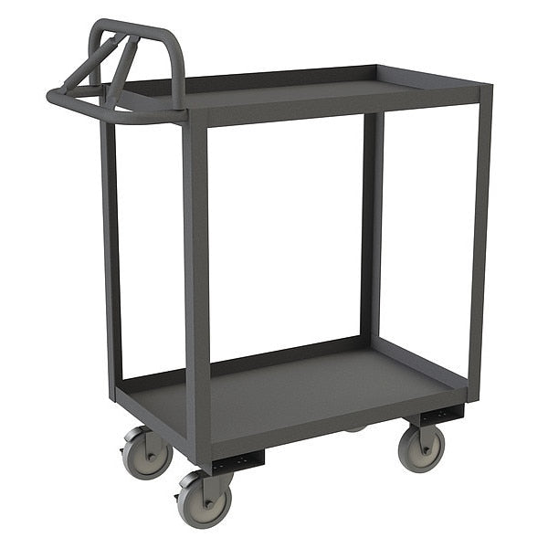 Steel Cart, Ergonomic, 2 Shelves, 1,200 lb