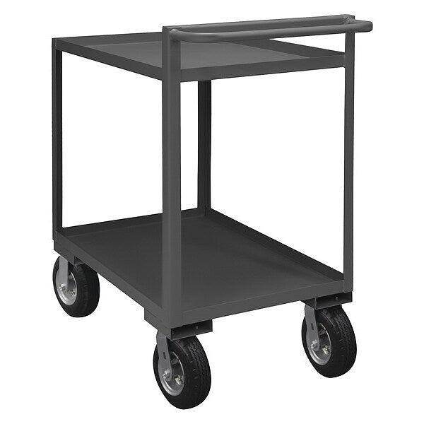 Steel Cart, Flat, 2 Shelves, 1,500 lb