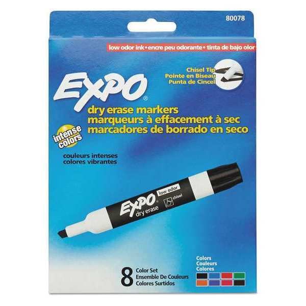 Dry-Erase Marker, Chisel Tip, Assorted, PK8