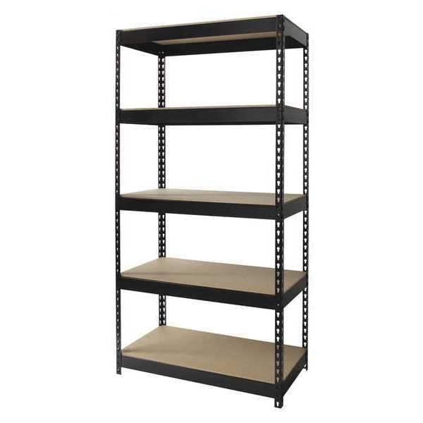 Boltless Shelving Unit, 18 in D x 36 in W x 72 in H, 5 Shelves, Steel