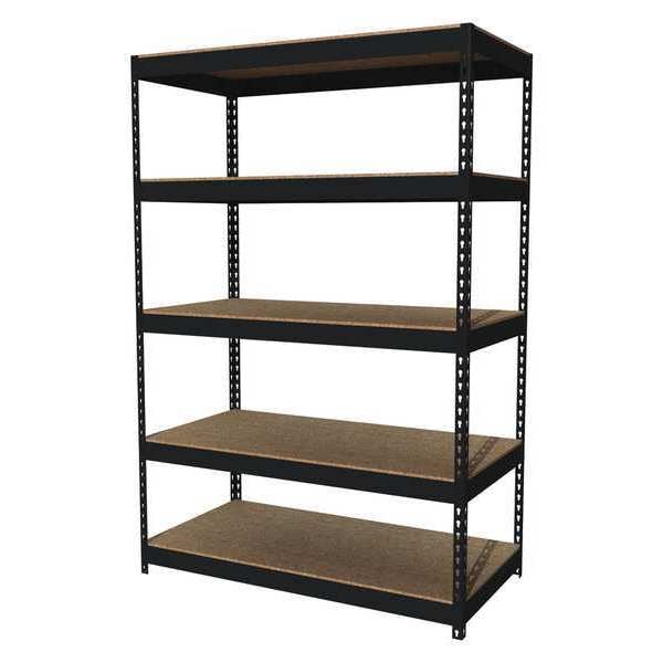 Boltless Shelving Unit, 24 in D x 48 in W x 72 in H, 5 Shelves, Steel
