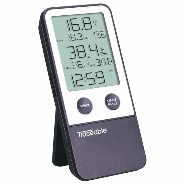 Thermohygrometer with Clock, Plastic, 5