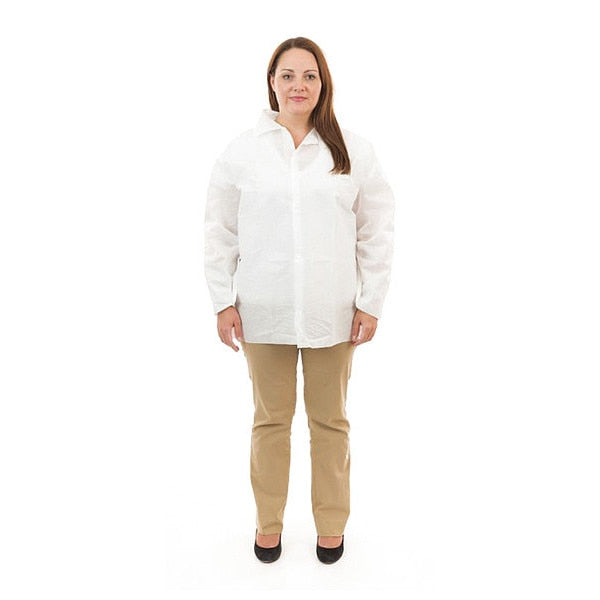 SMS Long Sleeve Shirt, 2XL, Wht, PK30, 2XL, 30 , White, SMS, Snap