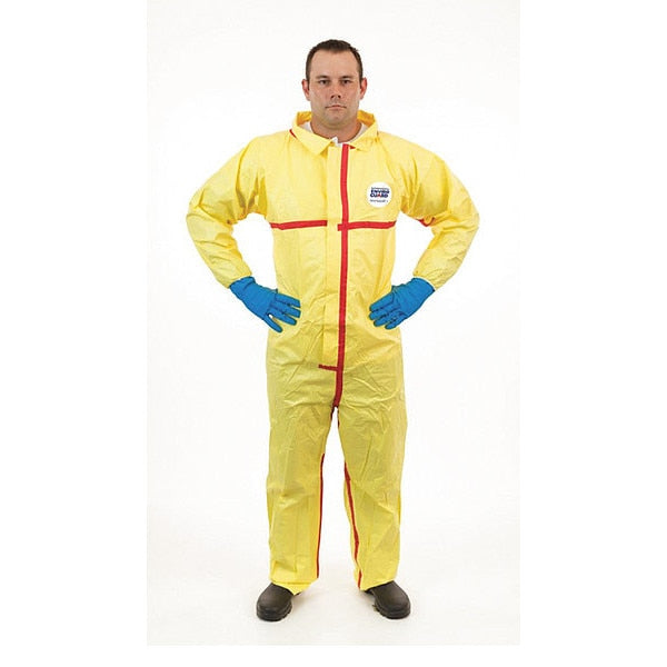 Chemical Splash Coverall, S, Yellow, PK6, S, Yellow