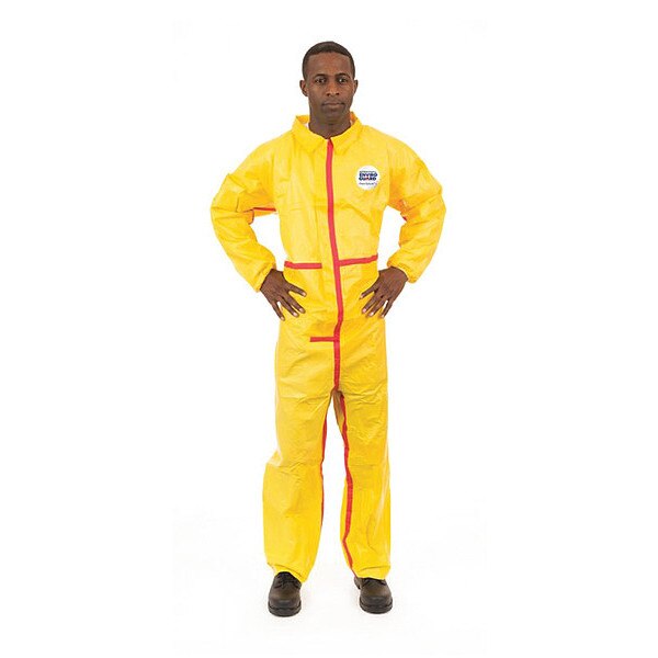 Chemical Splash Coverall, S, Yellow, PK6, S, 6 PK, Yellow