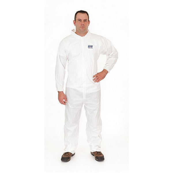 Coverall, Elastic Wrist/XL, White, PK25