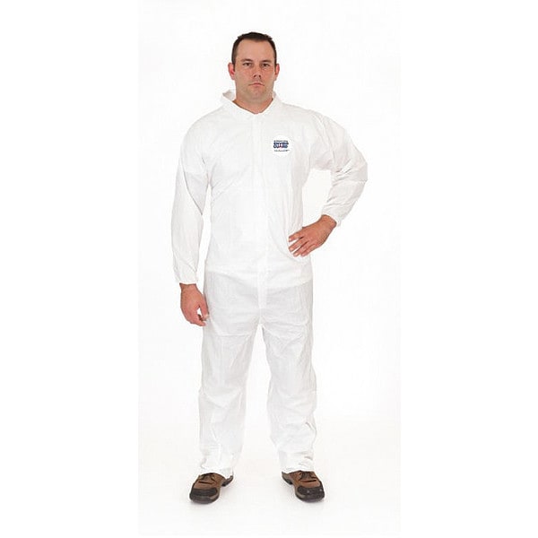 Coverall, Elastic Wrist/3XL, White, PK25
