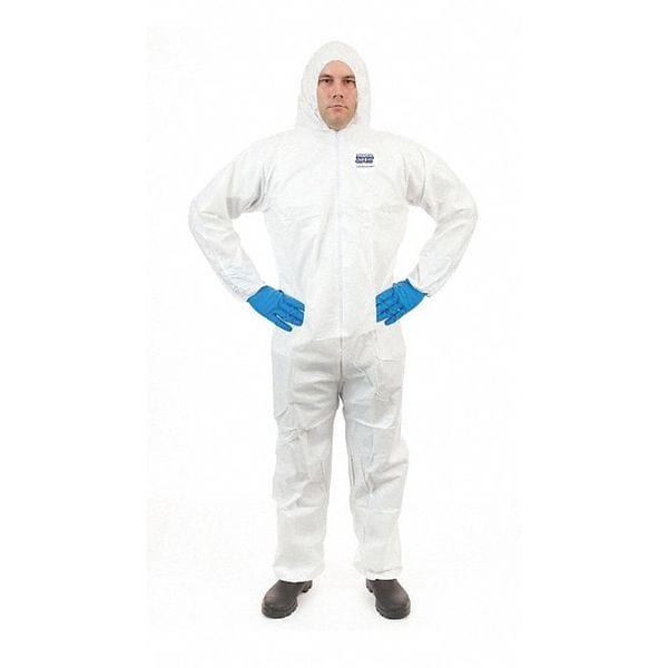 Coverall, w/Attached Hood, 4XL, White, PK25