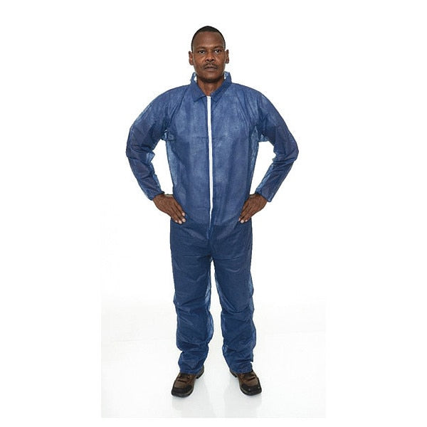 Coverall, XL, Navy Blue, PK25, XL, 25 PK, Blue