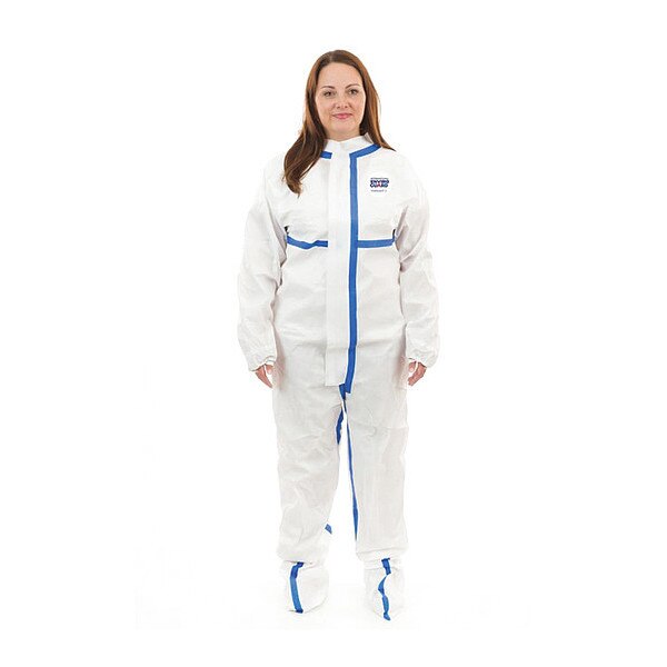 White Coverall, Boot Only, S, PK25, 25 PK, White, Laminated Nonwoven, Zipper