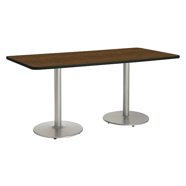 Rectangle Ped Table, Walnut/Silver, 42