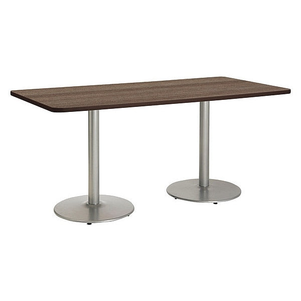 Rectangle Ped Table, Studio Teak/Silver, 42