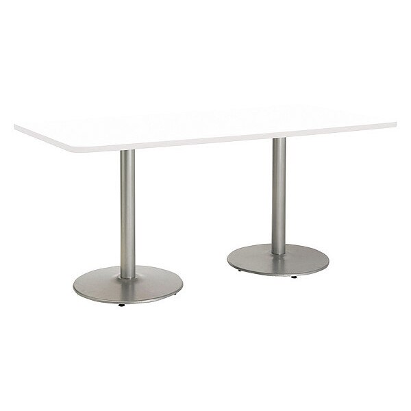 Rectangle Ped Table, Designer Wh/Silver, 42