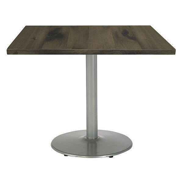 Square Wood Table, Barnwood/Silver, 42