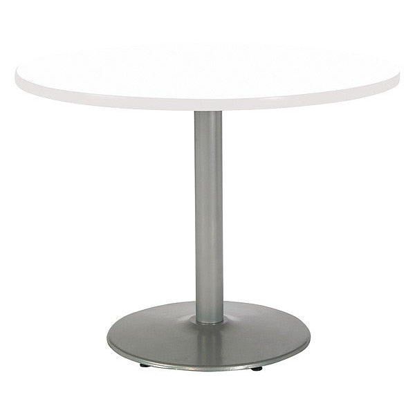 Round Ped Table, Designer Wh/Silver, 42
