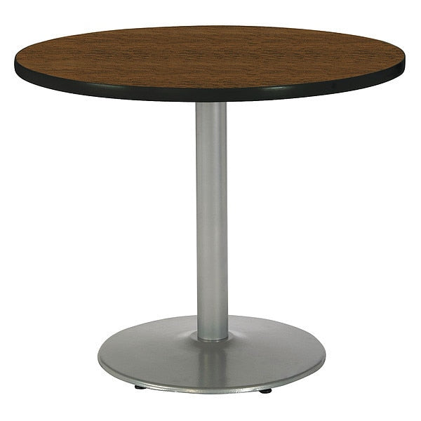 Round Ped Table, Walnut/Silver, 42