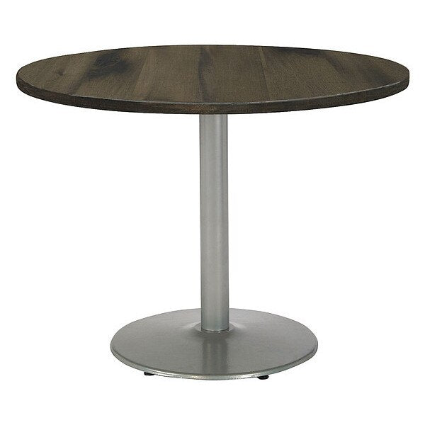 Round Wood Table, Barnwood/Silver, 42