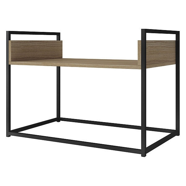 Rectangle Ellis Coffee Table, 27.76 W, 17.52 L, 19.69 H, MDP and Melamine Top, Dark Oak and Black