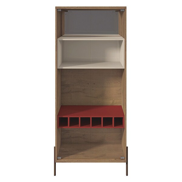 Wine Cabinet, 8-Bottle, 4 Shlv, Red/White