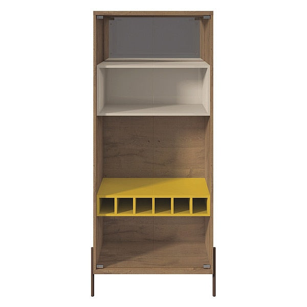 Wine Cabinet, 8-Bottle, 4 Shlv, Yllw/White