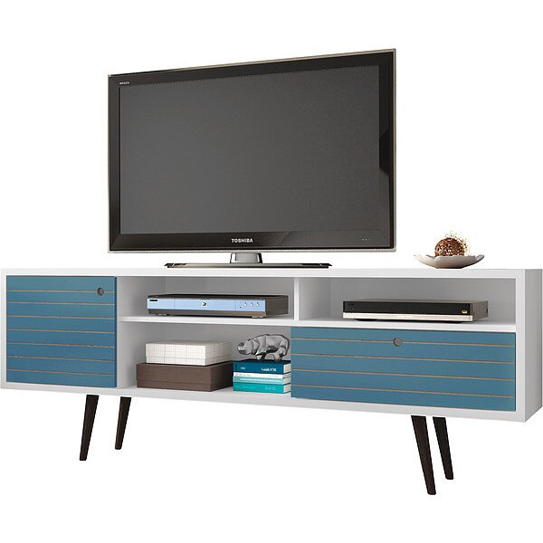 TV Stand, Mid Century, Aqua, 70.86