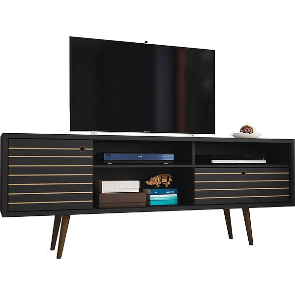 TV Stand, Mid Century, Black, 70.86