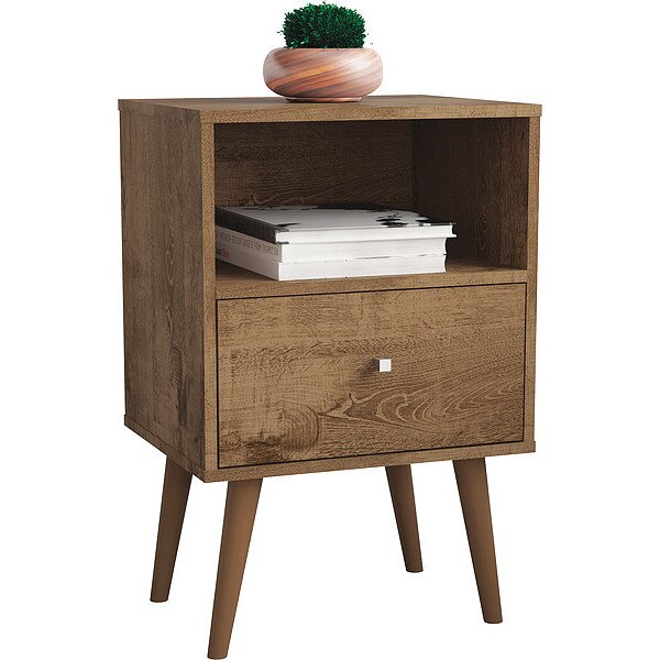 Nightstand, Mid Century, Rstc Brown
