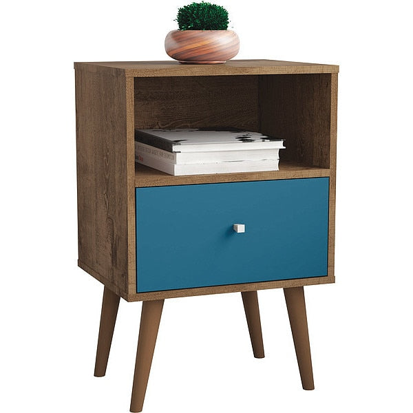 Nightstand, Mid Century, Brown/Aqua