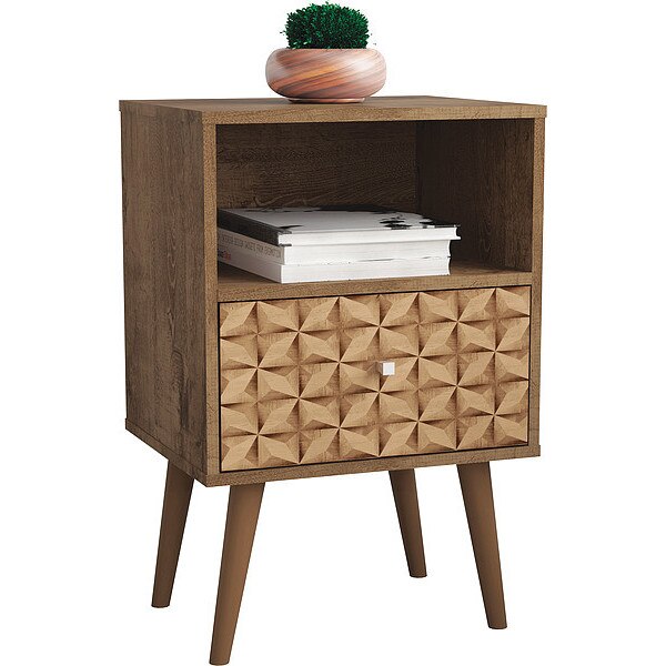 Nightstand, Mid Century, Brown/Brown