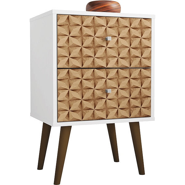 Nightstand, Mid Century, Whitee/Brown