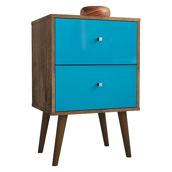 Nightstand, Mid Century, Brown/Aqua