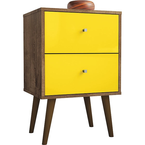 Nightstand, Mid Century, Brown/Yellow
