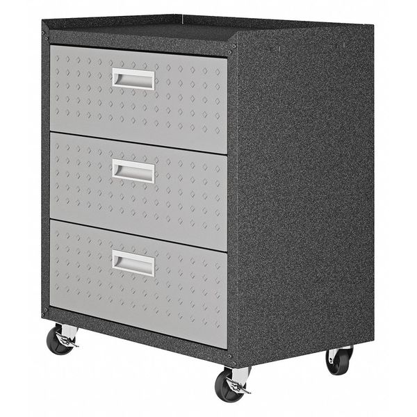 Mobile Garage Storage Chest, 30.3 in W, Grey