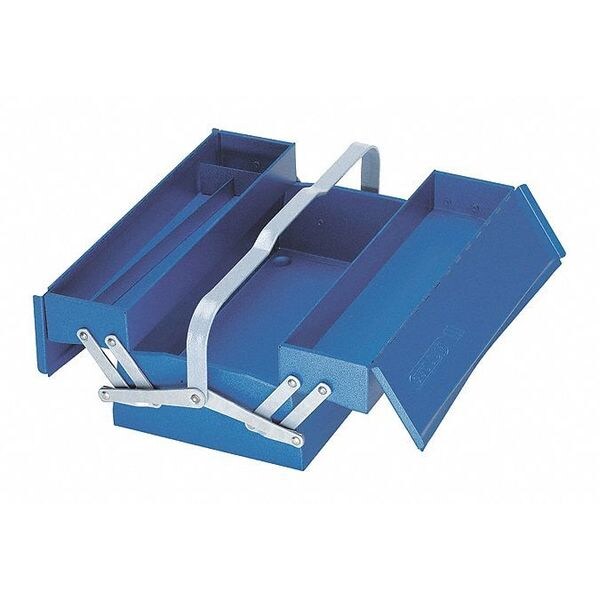 420mm W Steel, Blue Portable Tool Box, Powder Coated, Number of Compartments: 3