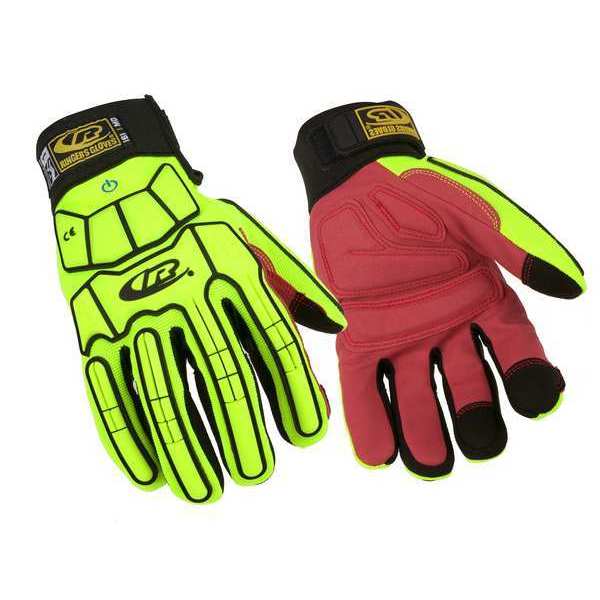 Impact Glove, Padded, Yellow/Red, 3XL, PR