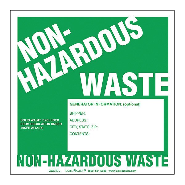 Non-Hazardous Waste Labels, PK100