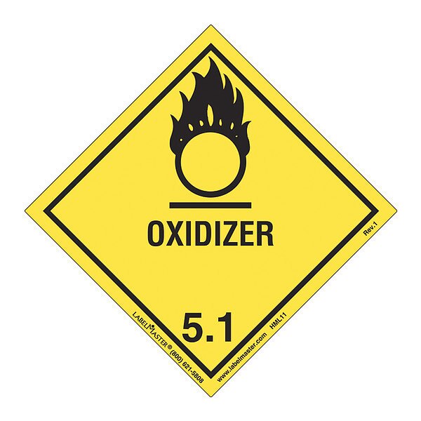 Oxidizer Label, Worded, Paper, PK50