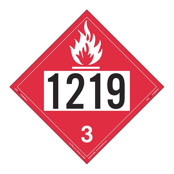Flammable Liquid Placard 1219, PK25