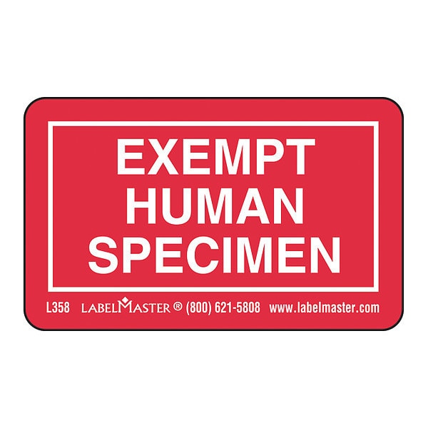 Exempt Specimen Label, Human, PK1000