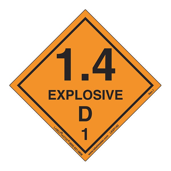 Explosive 1.4 D Label, Paper, PK500