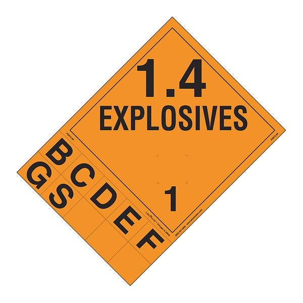 Explosive Class 1.4 Placard w/Tabs, PK25
