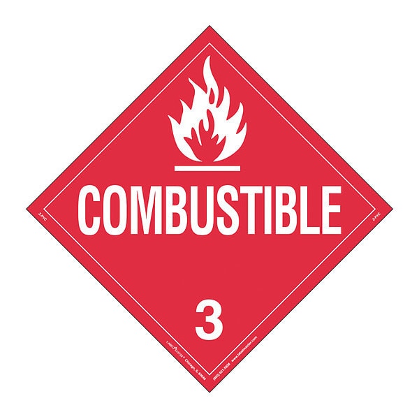 Combustible Liquid Placard, PK25
