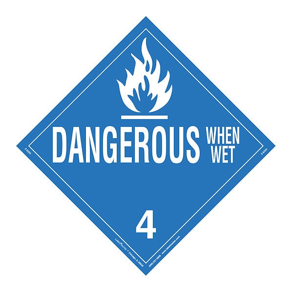 Dangerous When Wet Placard, Vinyl, PK25